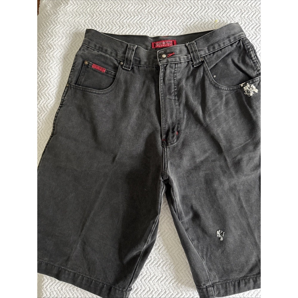 Vintage Paco Jean Shorts Black Denim Carpenter Sport 32x12 Hip Hop Skater 90s